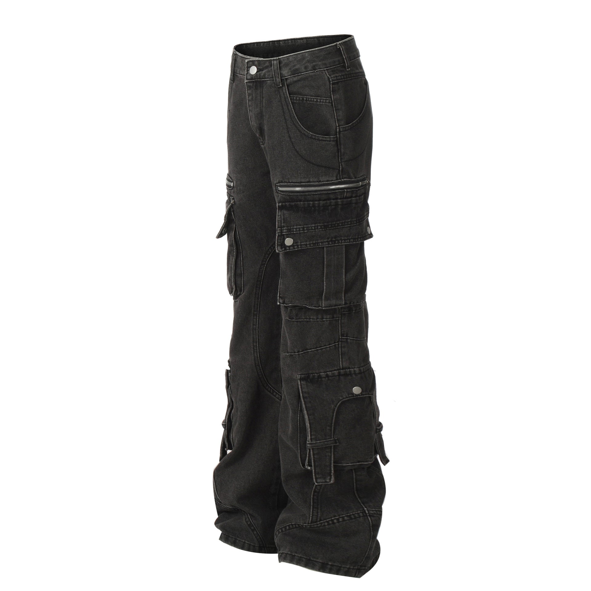 New Multi-Pocket Work Jeans Couple Pants