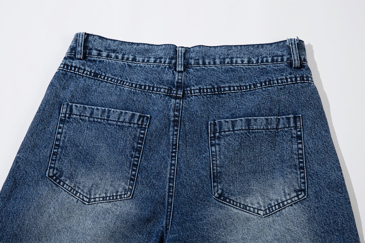 New high street trend thorn print washed jeans