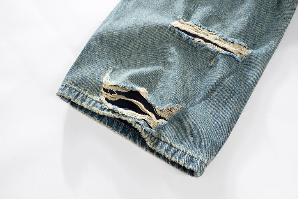 New Retro Loose Street Beggar Tassel Ripped Jeans