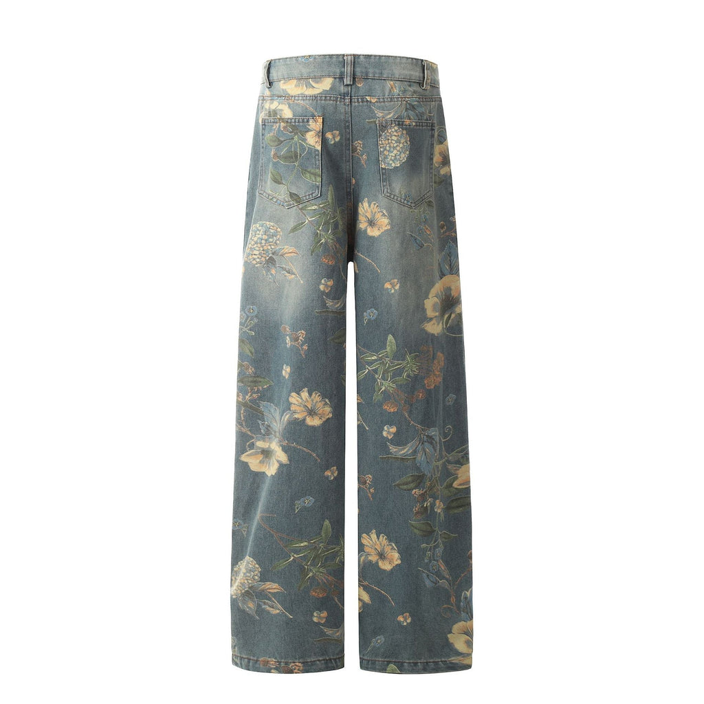 New Vintage Floral Print Flared Pants