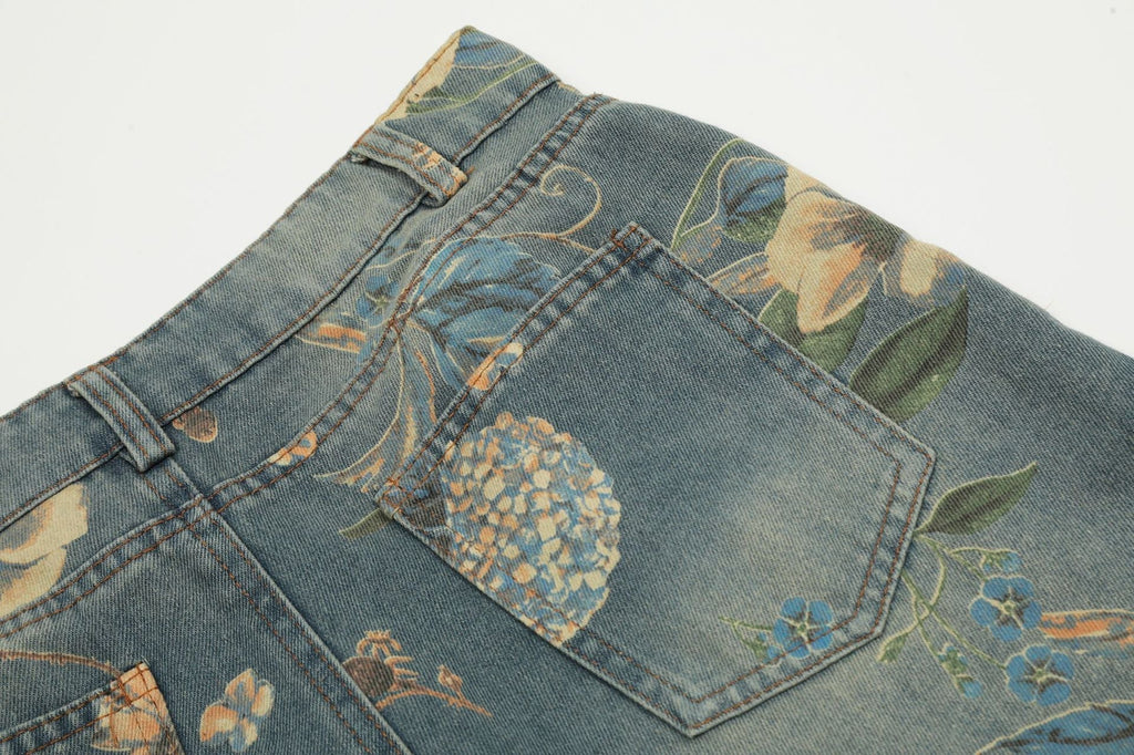 New Vintage Floral Print Flared Pants