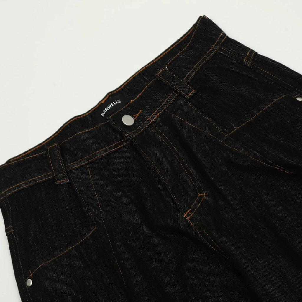 Fashion workwear jeans high street embroidery loose wide pants