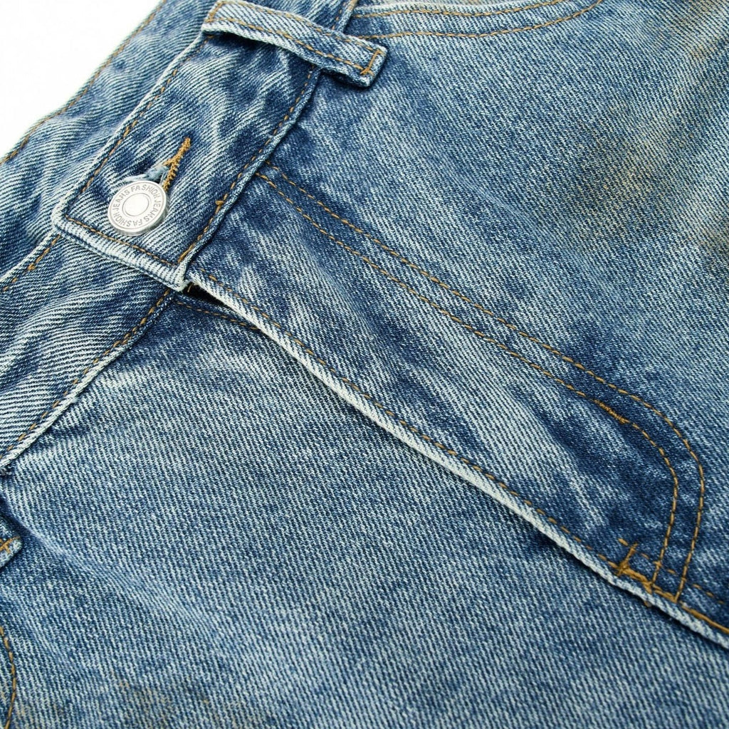 Fashion workwear jeans high street embroidery loose wide pants