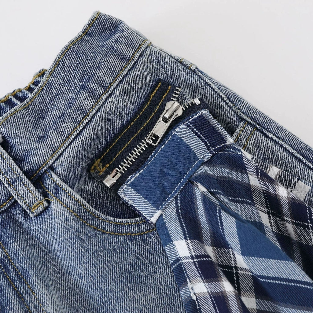 Fashion workwear jeans high street embroidery loose wide pants