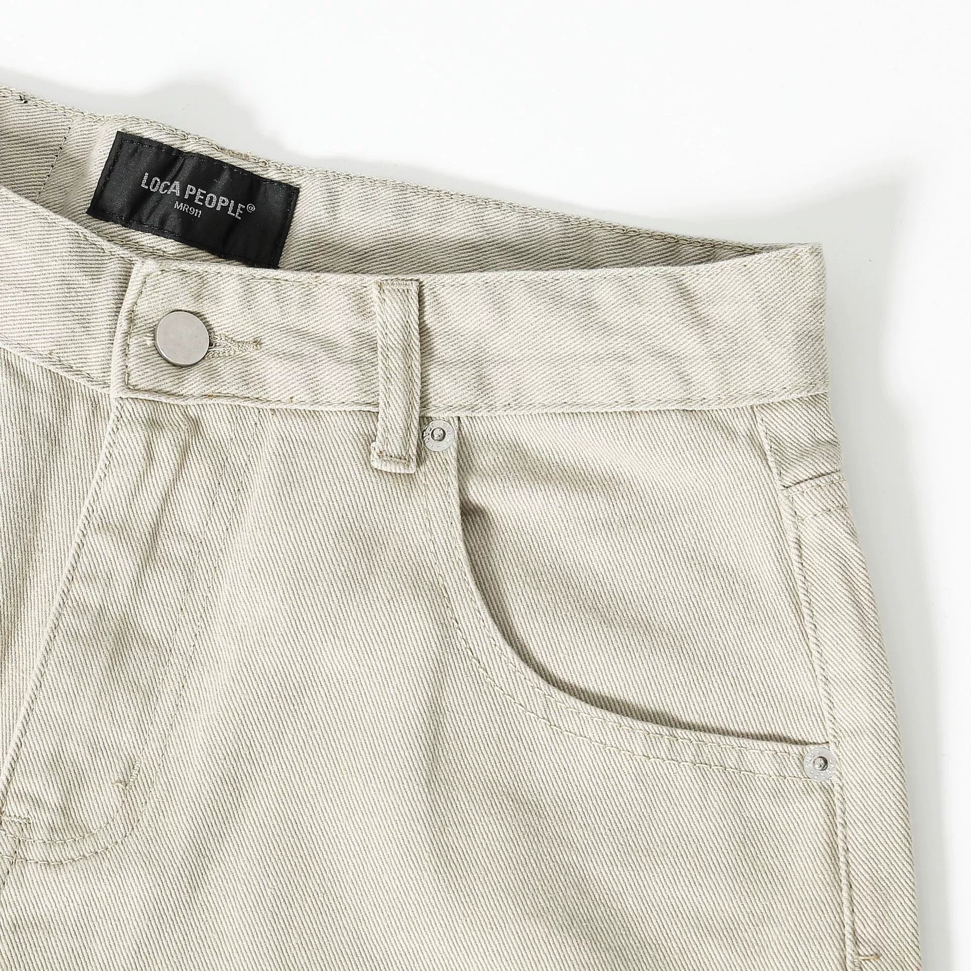 Fashion workwear jeans high street embroidery loose wide pants