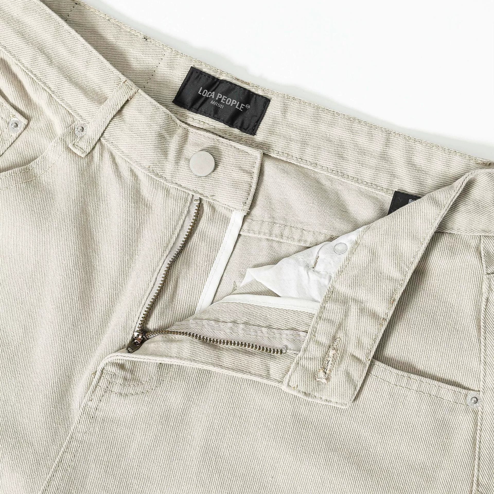 Fashion workwear jeans high street embroidery loose wide pants