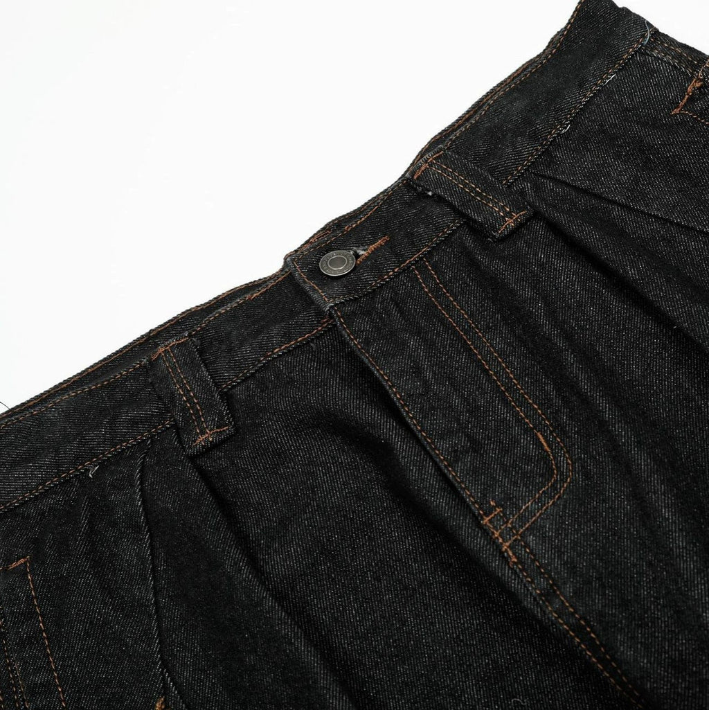 Fashion workwear jeans high street embroidery loose wide pants