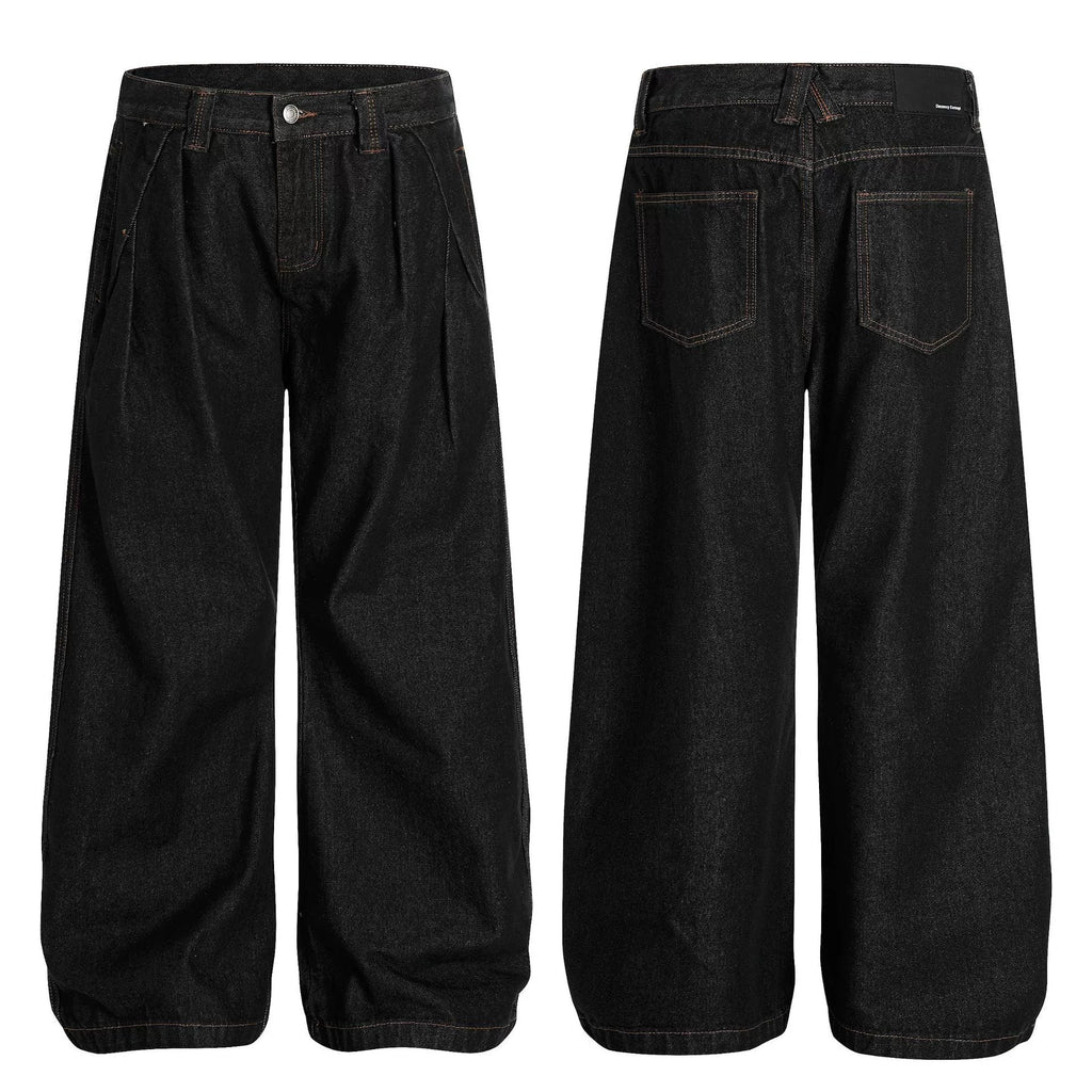 Fashion workwear jeans high street embroidery loose wide pants