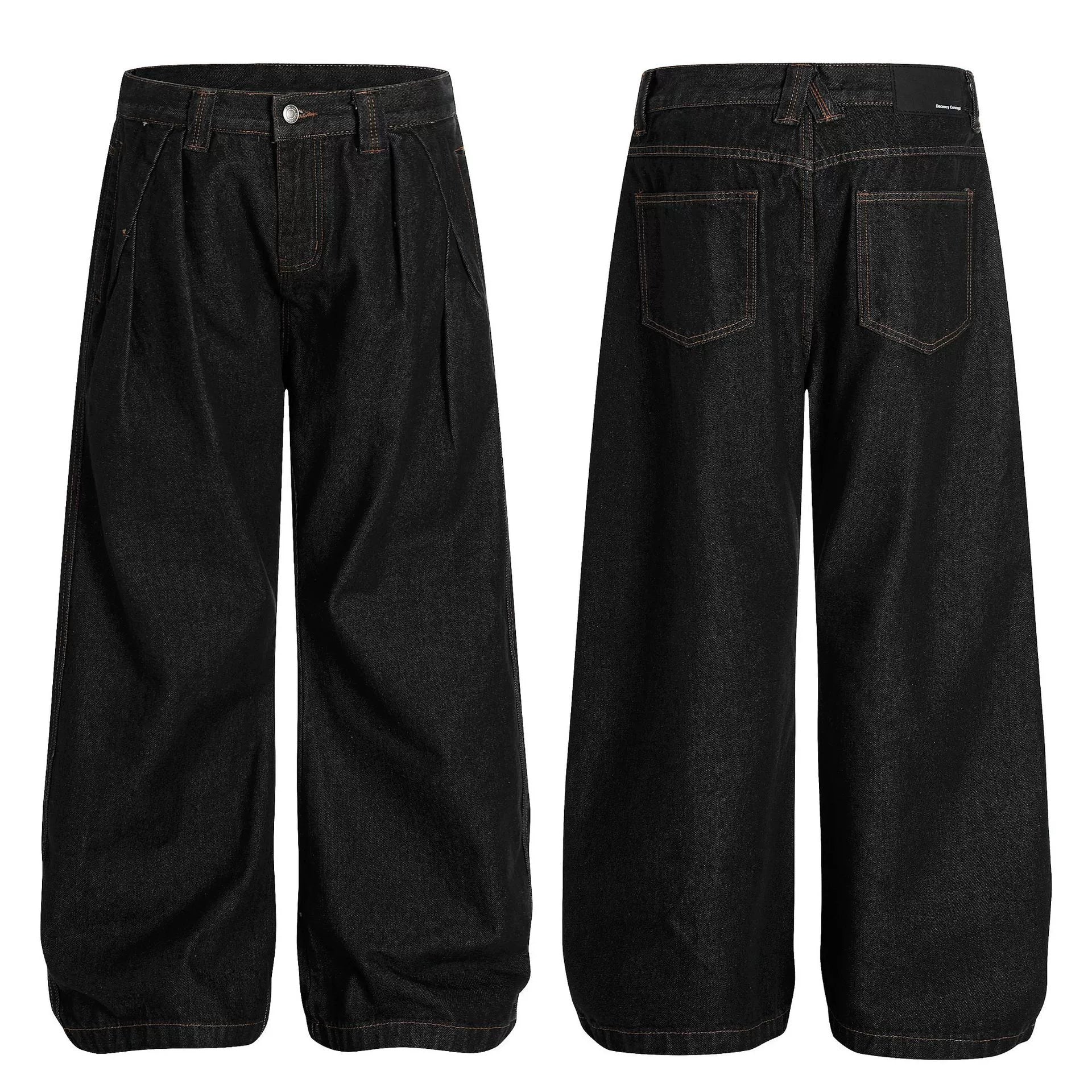 Fashion workwear jeans high street embroidery loose wide pants