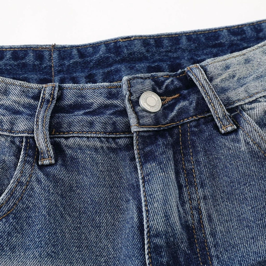 Fashion workwear jeans high street embroidery loose wide pants