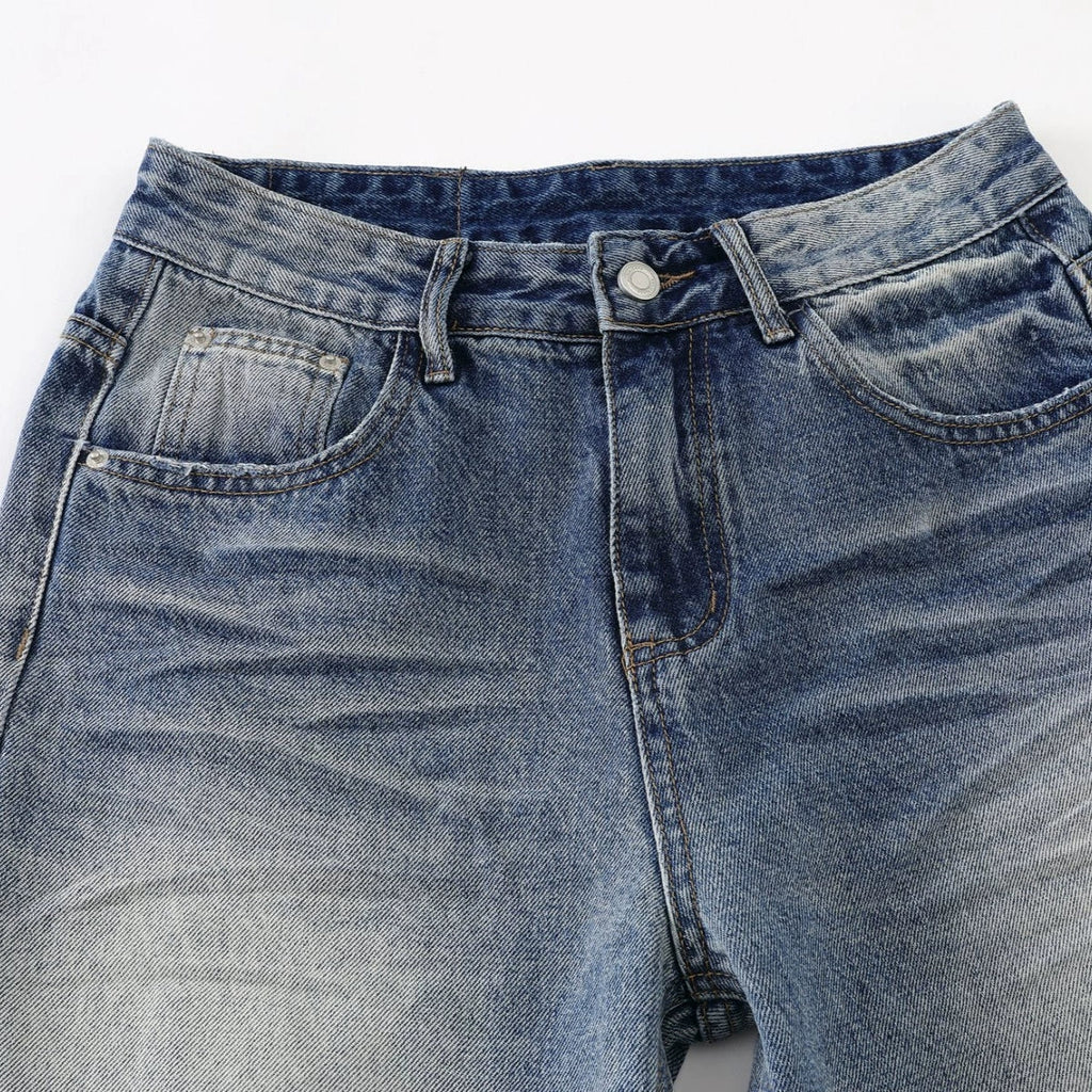 Fashion workwear jeans high street embroidery loose wide pants