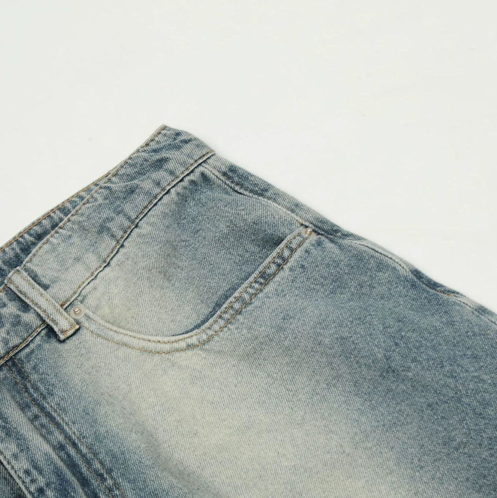 Fashion workwear jeans high street embroidery loose wide pants