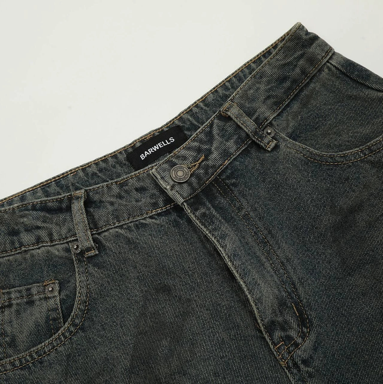 Fashion workwear jeans high street embroidery loose wide pants