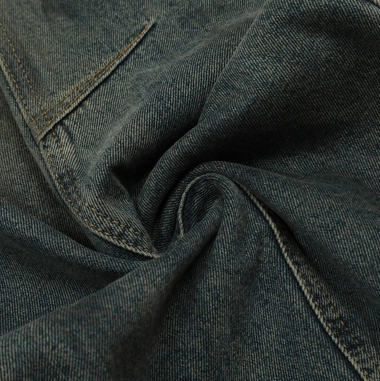 Fashion workwear jeans high street embroidery loose wide pants