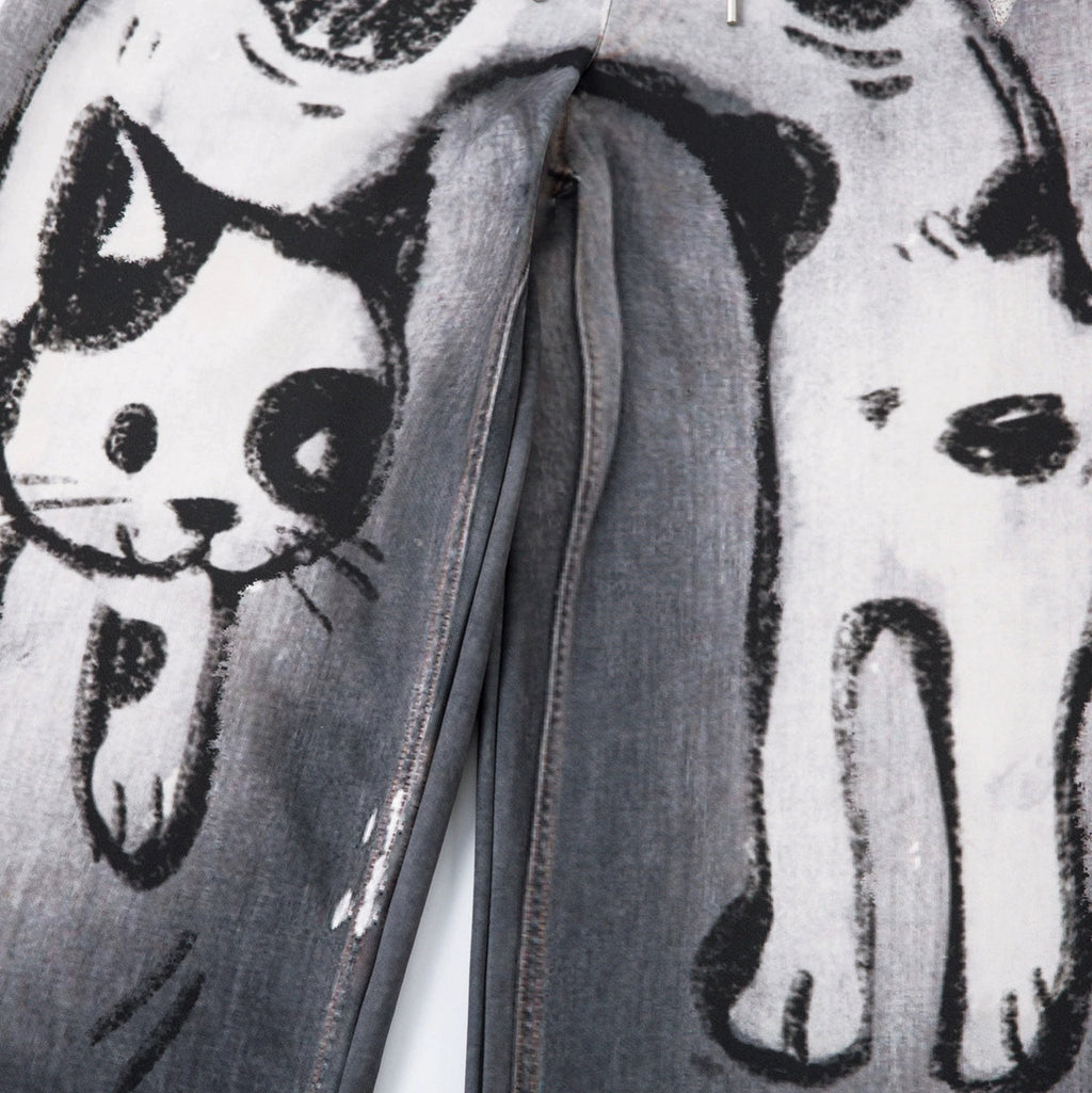 Fashion workwear jeans high street embroidery loose wide pants