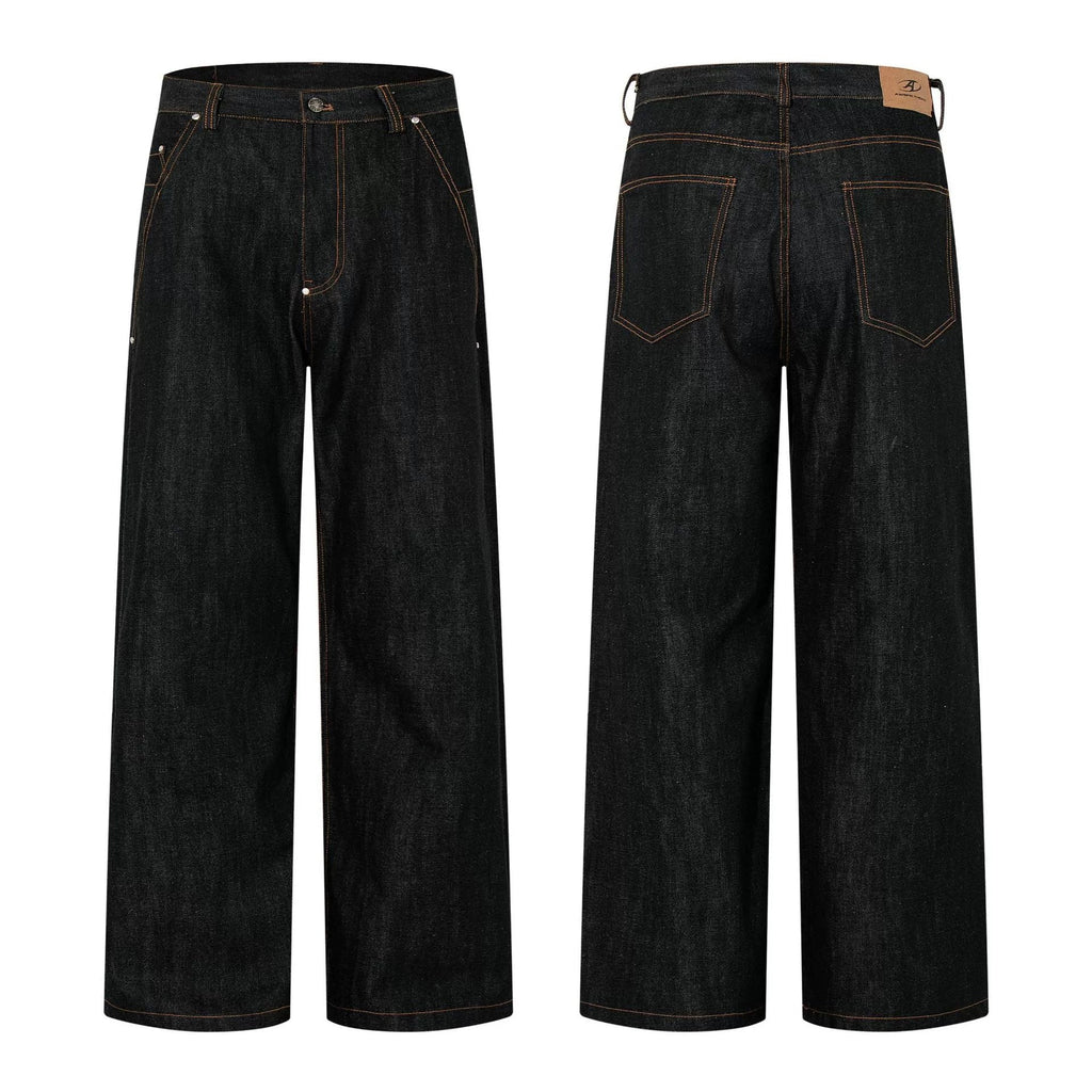 Fashion workwear jeans high street embroidery loose wide pants