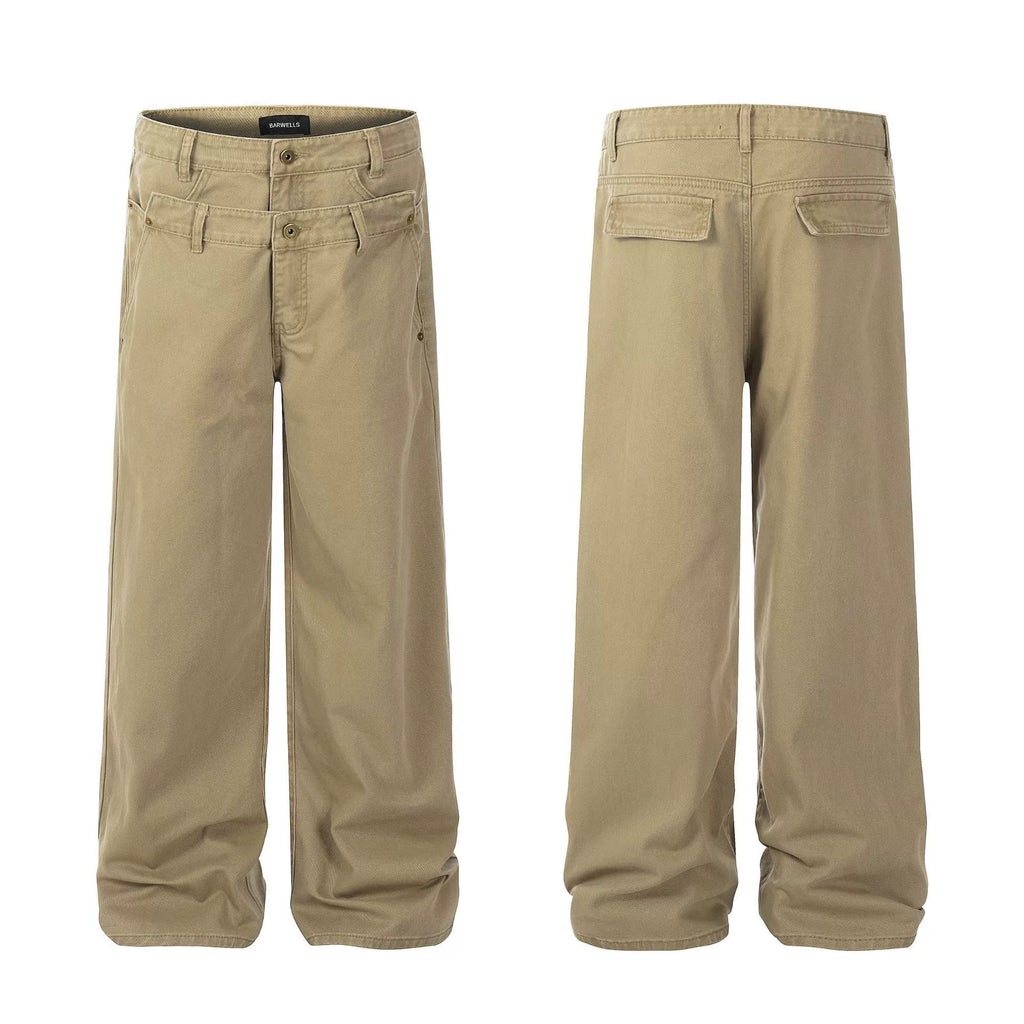 Fashion workwear jeans high street embroidery loose wide pants