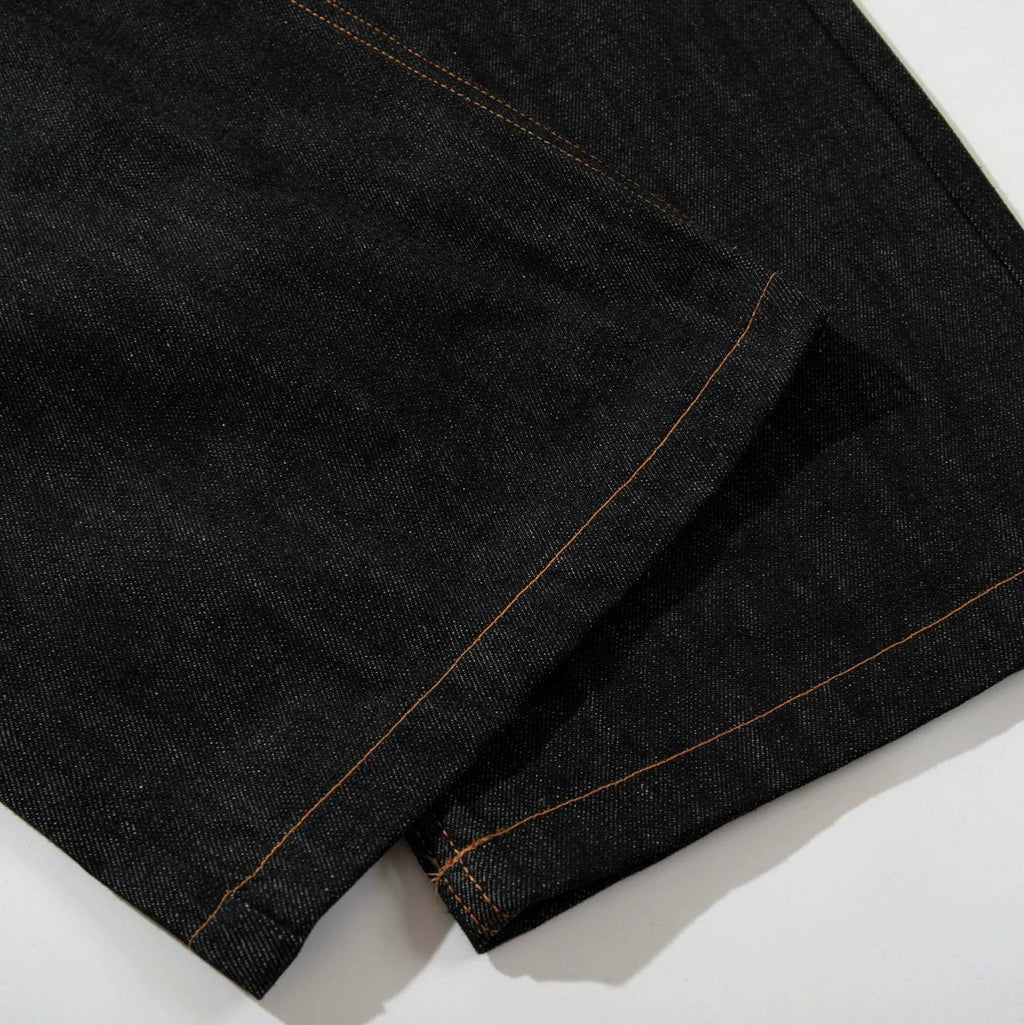 Fashion workwear jeans high street embroidery loose wide pants