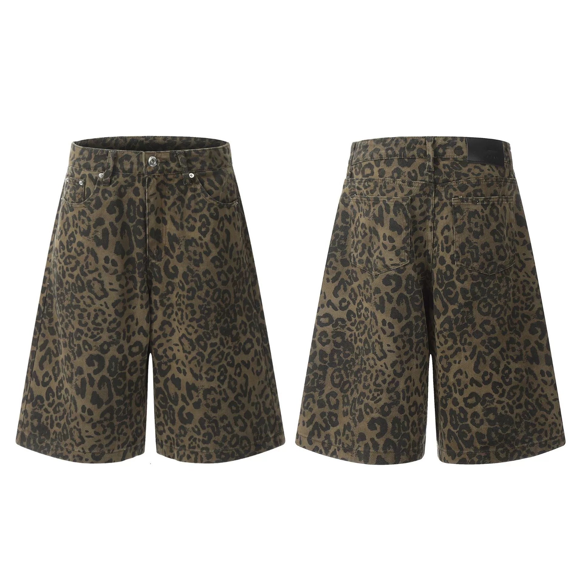 Fashion sports loose leopard print shorts
