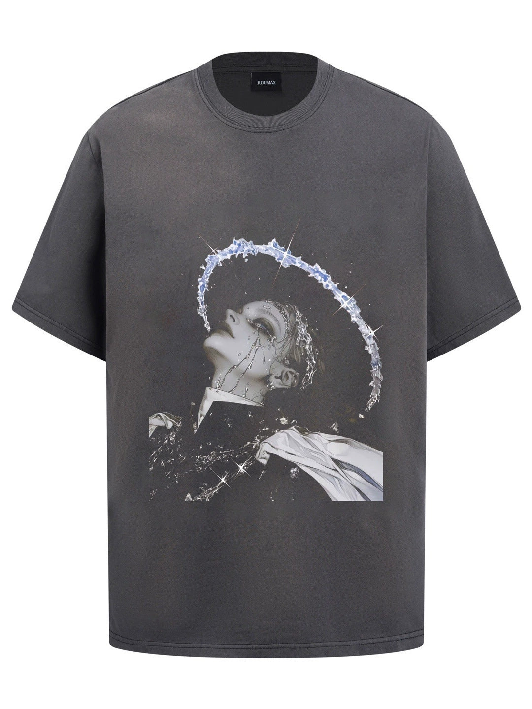 Fashion printed solid color T-shirt