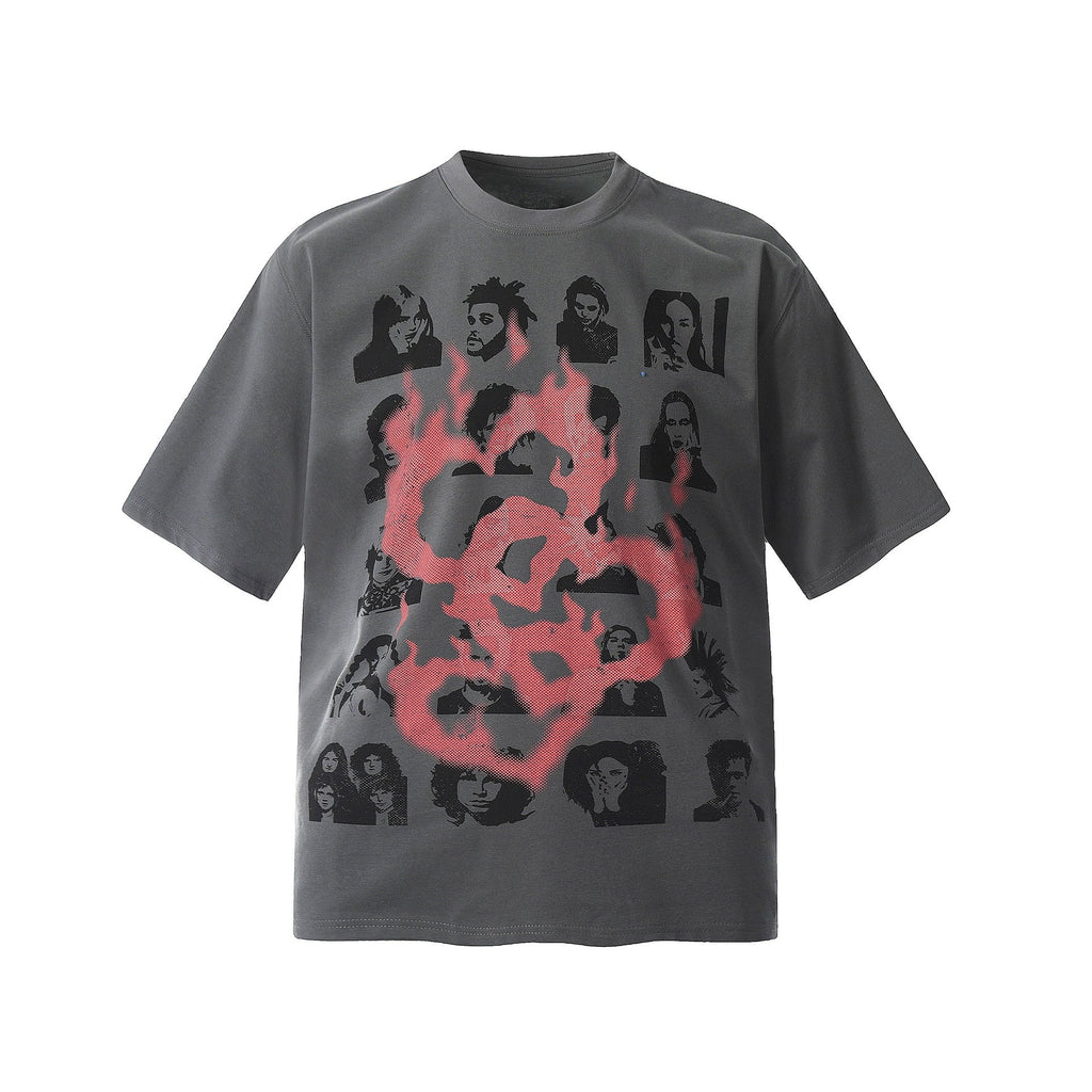 Fashion printed solid color T-shirt