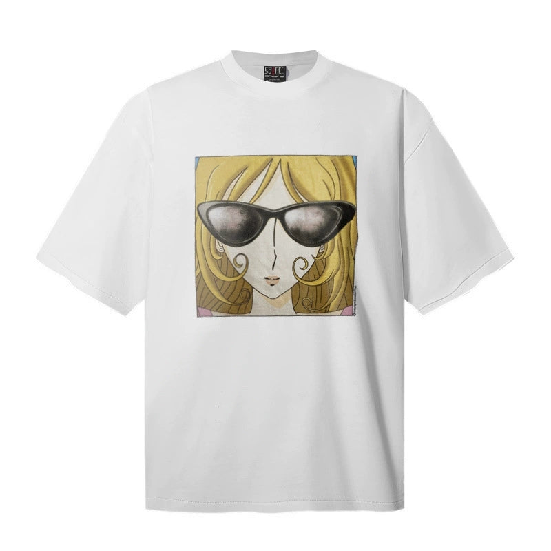 Fashion printed solid color T-shirt